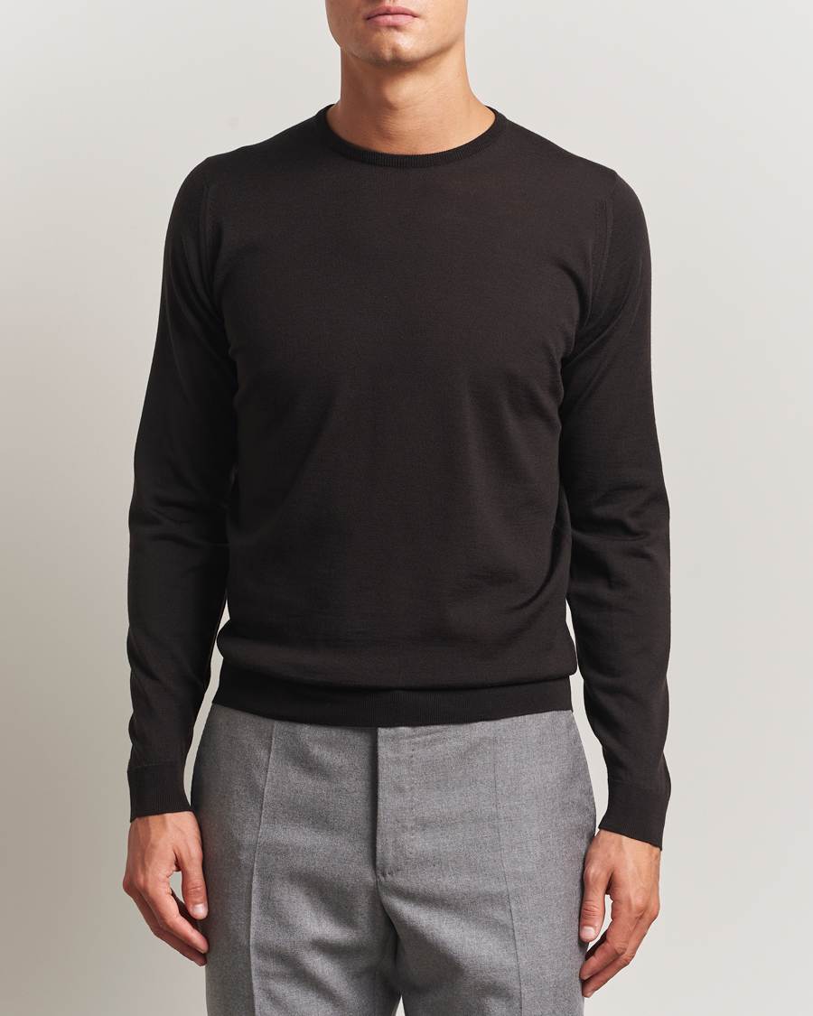 Herr | Tröjor | John Smedley | Lundy Extra Fine Merino Crew Neck Faulkner Brown