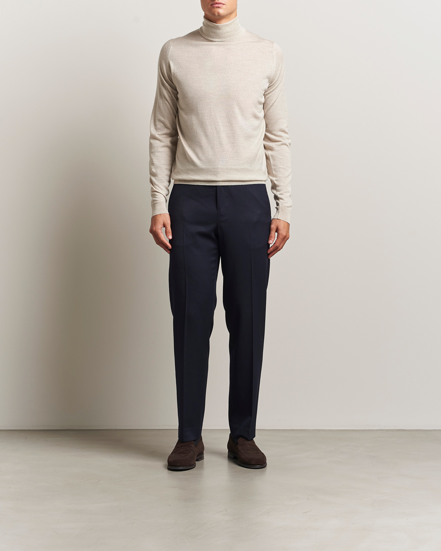 Herr | Tröjor | John Smedley | Cherwell Extra Fine Merino Rollneck Grey Fleece