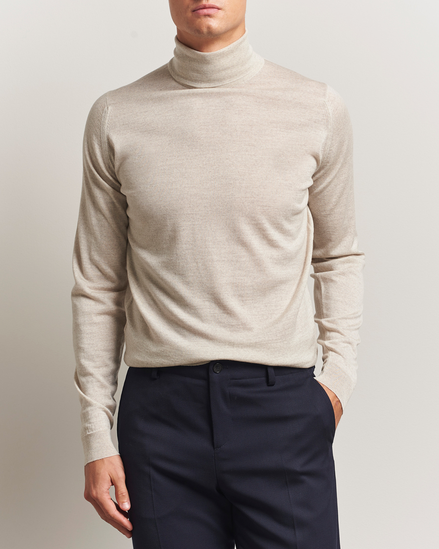 Herr | Tröjor | John Smedley | Cherwell Extra Fine Merino Rollneck Grey Fleece