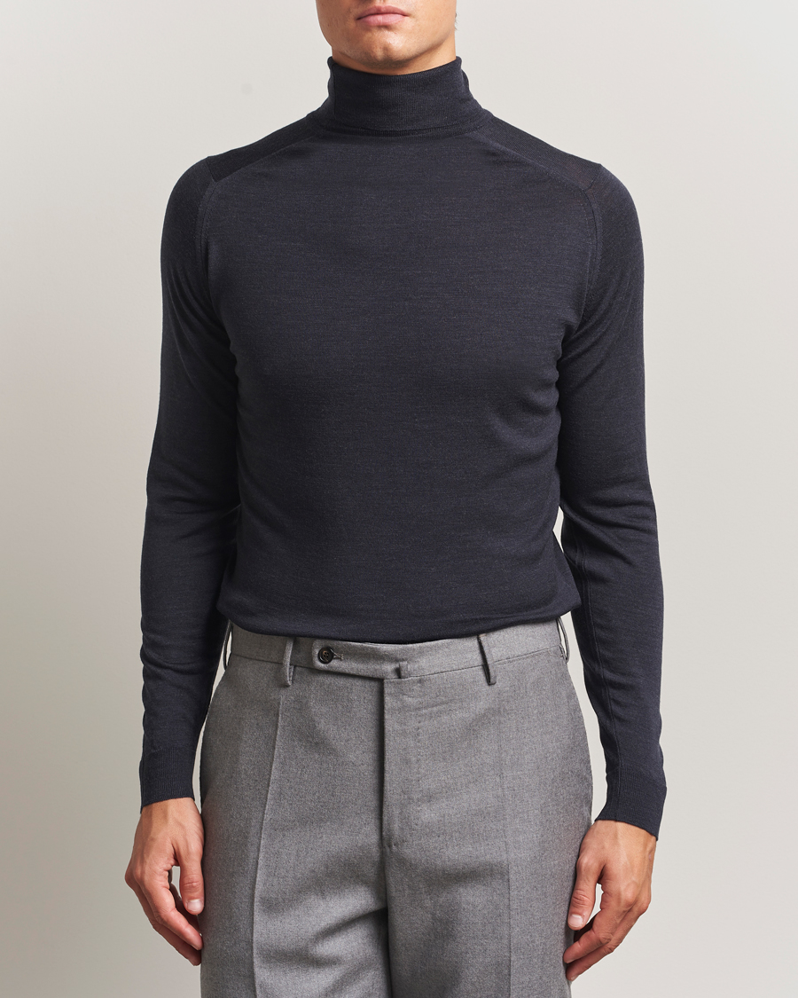 Herr | Tröjor | John Smedley | Cherwell Extra Fine Merino Rollneck Hepburn Smoke