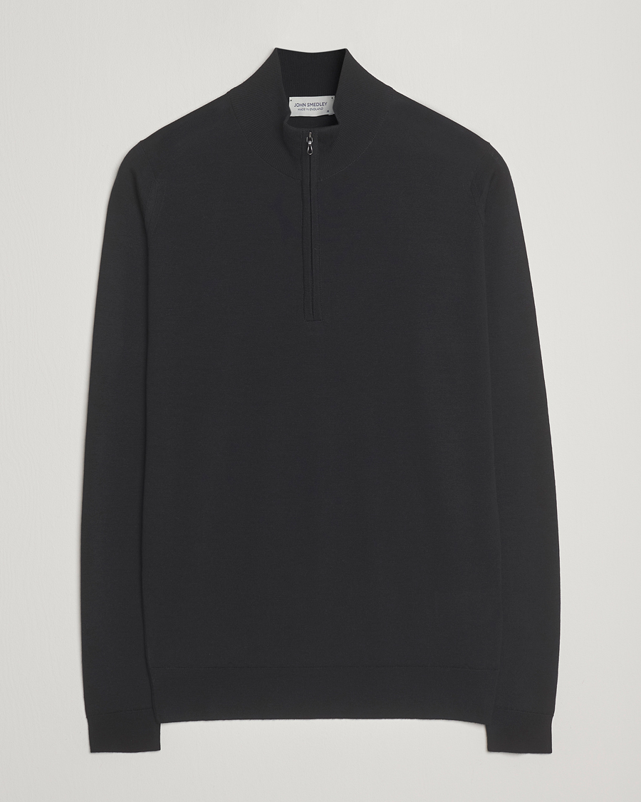 Herr | Tröjor | John Smedley | Barrow Extra Fine Merino Half Zip Black