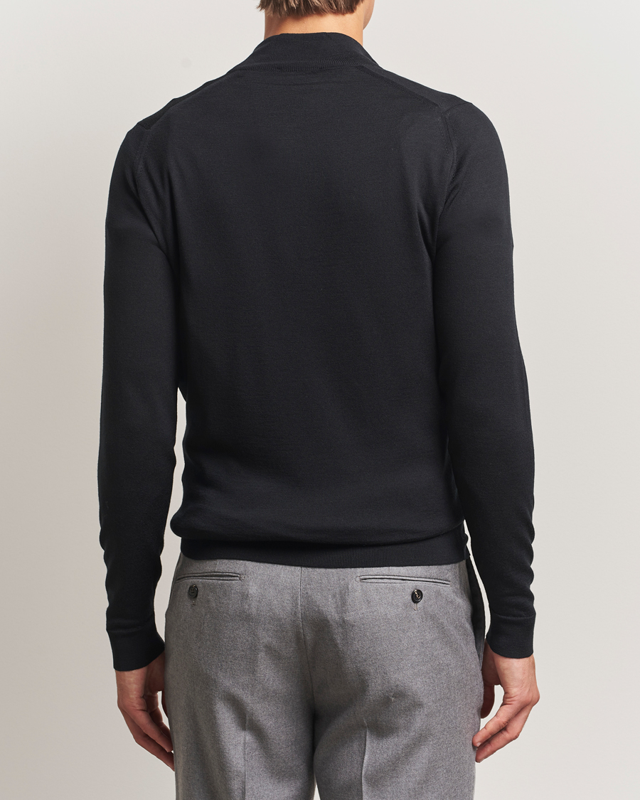 Herr | Tröjor | John Smedley | Barrow Extra Fine Merino Half Zip Black