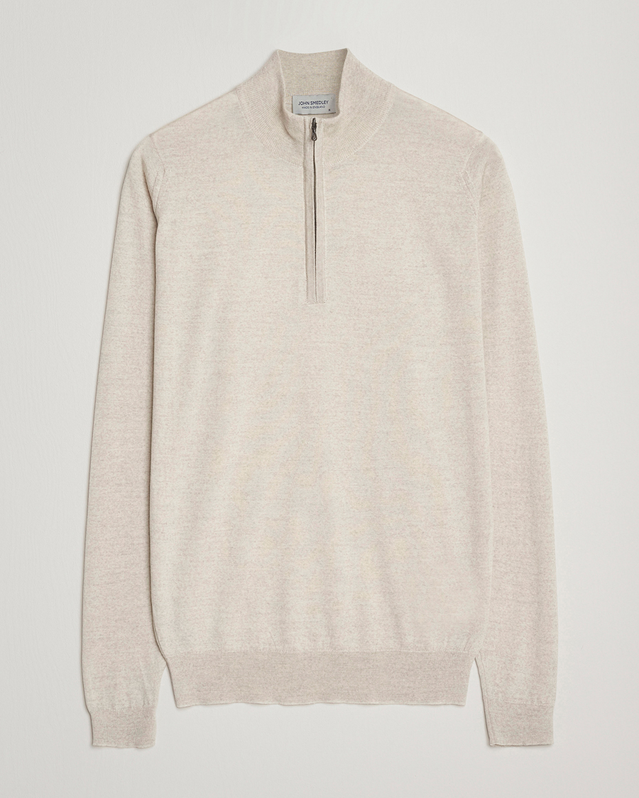 Herr | Tröjor | John Smedley | Barrow Extra Fine Merino Half Zip Grey Fleece
