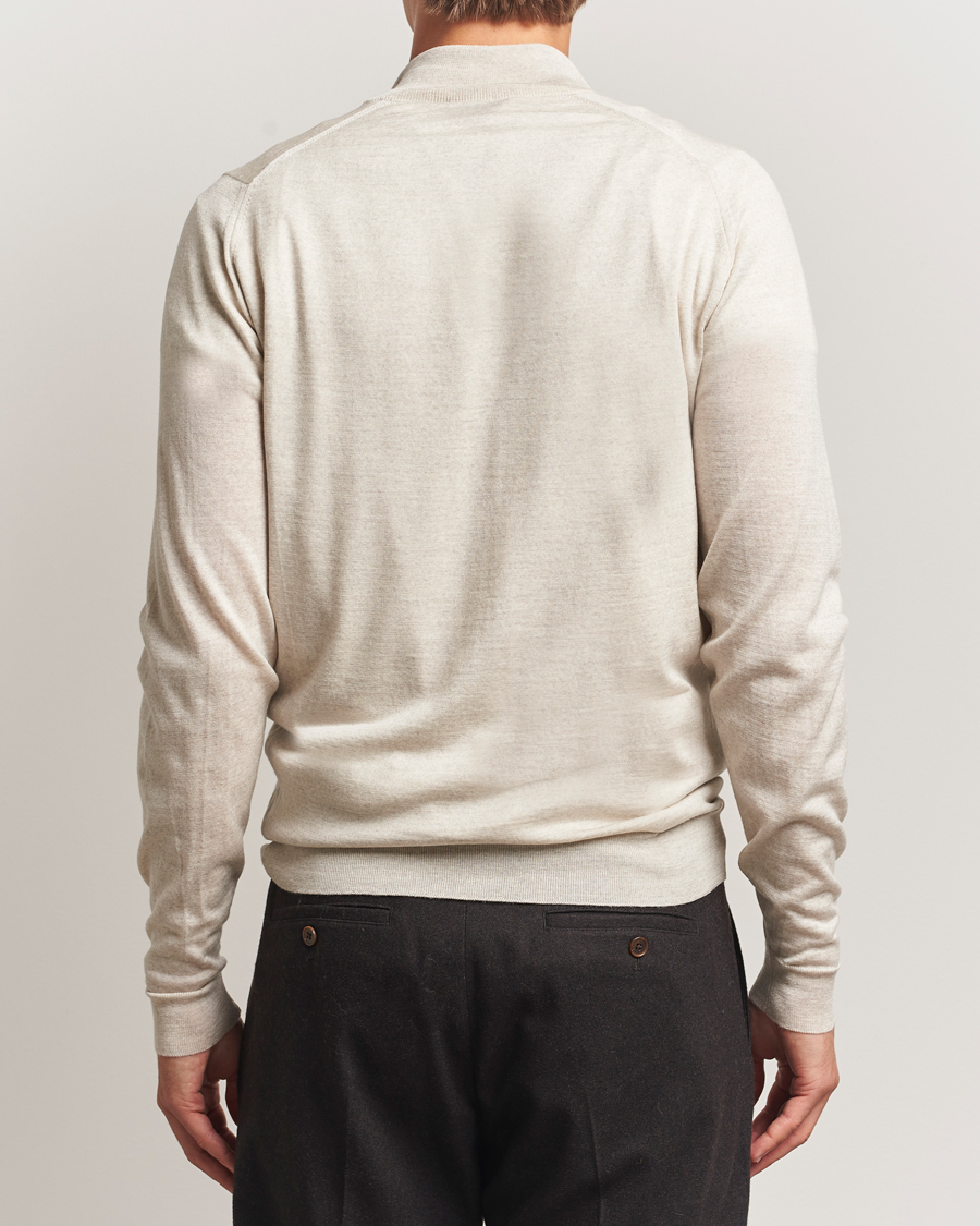Herr | Tröjor | John Smedley | Barrow Extra Fine Merino Half Zip Grey Fleece