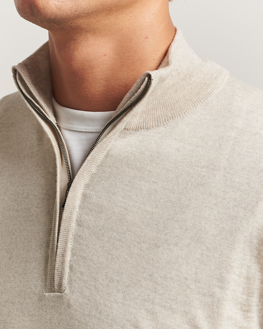 Herr | Tröjor | John Smedley | Barrow Extra Fine Merino Half Zip Grey Fleece