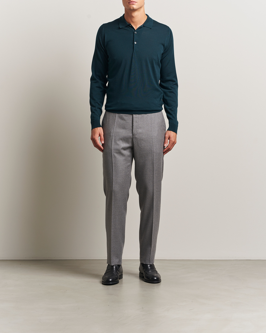Herr | Tröjor | John Smedley | Belper Extra Fine Merino Polo Pullover Richardson Green