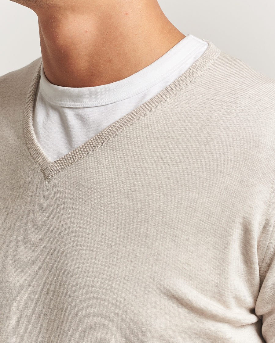 Herr | Tröjor | John Smedley | Bobby Extra Fine Merino V-Neck Pullover Grey Fleece