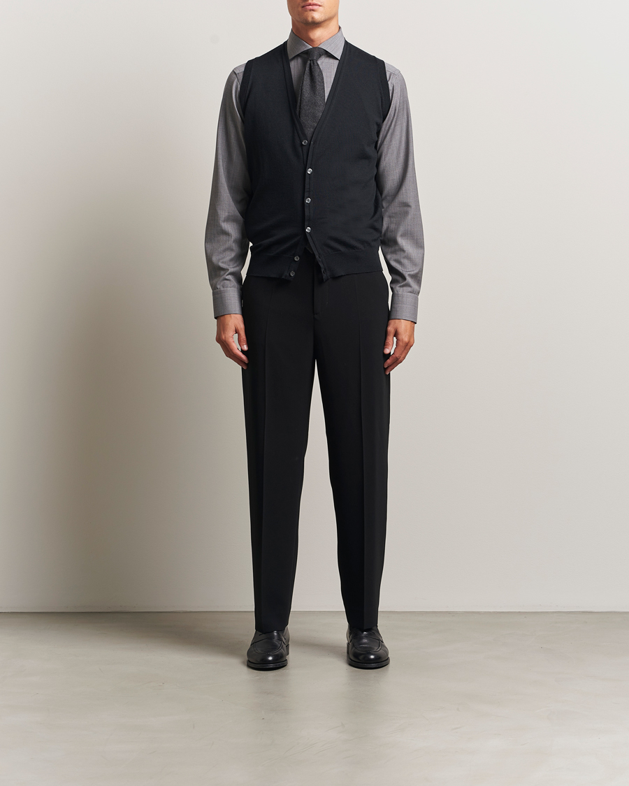 Herr | Tröjor | John Smedley | Huntswood Slim Fit Waistcoat Black