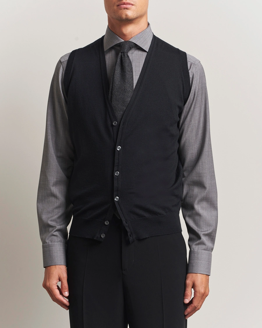 Herr | Tröjor | John Smedley | Huntswood Slim Fit Waistcoat Black