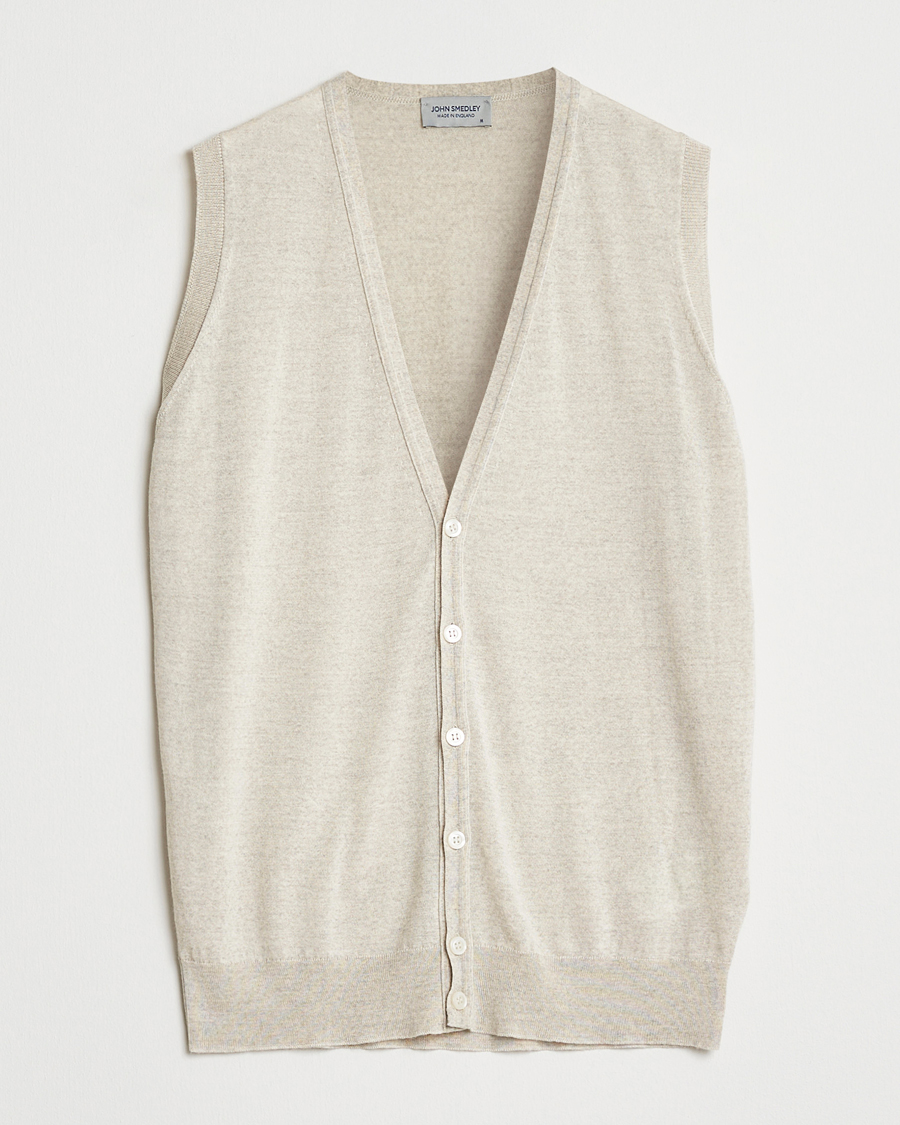 Herr | Tröjor | John Smedley | Huntswood Slim Fit Waistcoat Grey Fleece