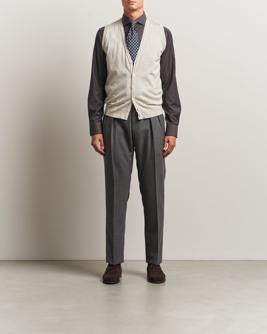 Herr | Tröjor | John Smedley | Huntswood Slim Fit Waistcoat Grey Fleece