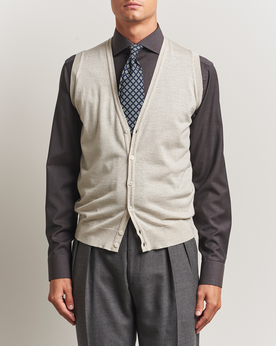 Herr | Tröjor | John Smedley | Huntswood Slim Fit Waistcoat Grey Fleece