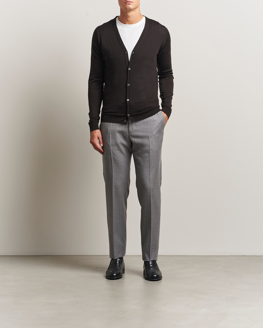 Herr | Tröjor | John Smedley | Petworth Extra Fine Merino Cardigan Faulkner Brown