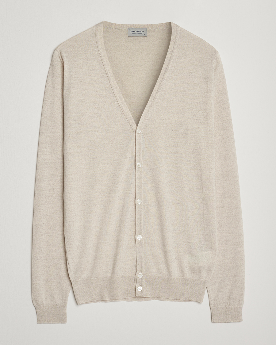 Herr | Tröjor | John Smedley | Petworth Extra Fine Merino Cardigan Grey Fleece