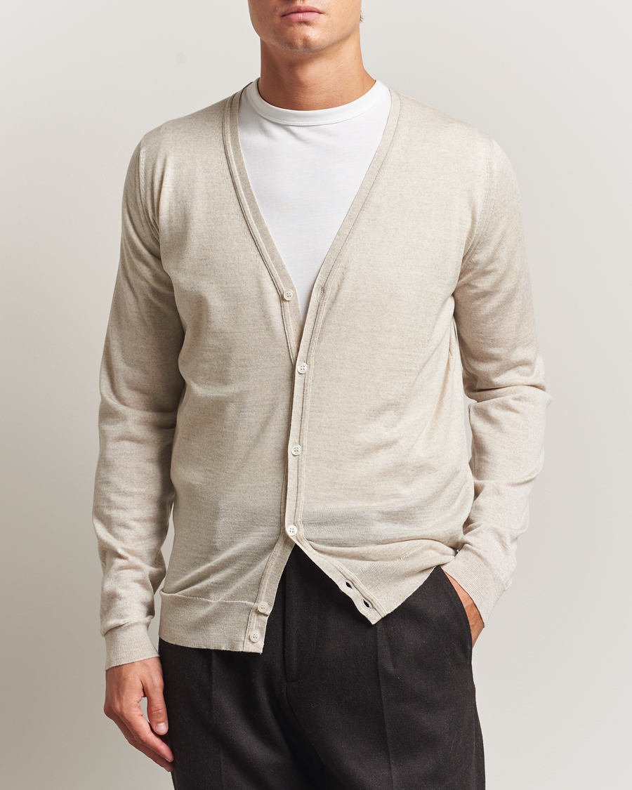 Herr | Tröjor | John Smedley | Petworth Extra Fine Merino Cardigan Grey Fleece