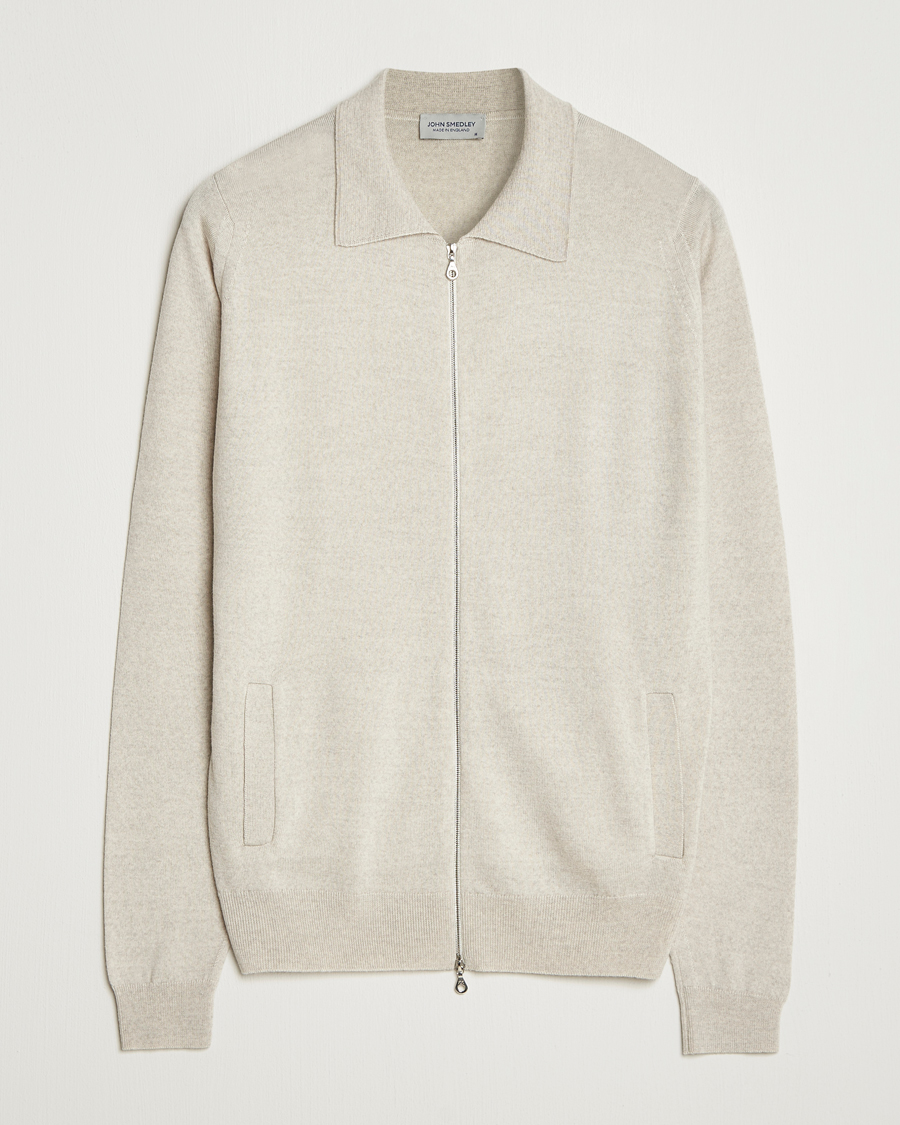 Herr | Tröjor | John Smedley | Alston Extra Fine Merino Full Zip Grey Fleece