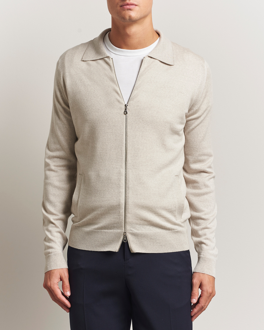 Herr | Tröjor | John Smedley | Alston Extra Fine Merino Full Zip Grey Fleece