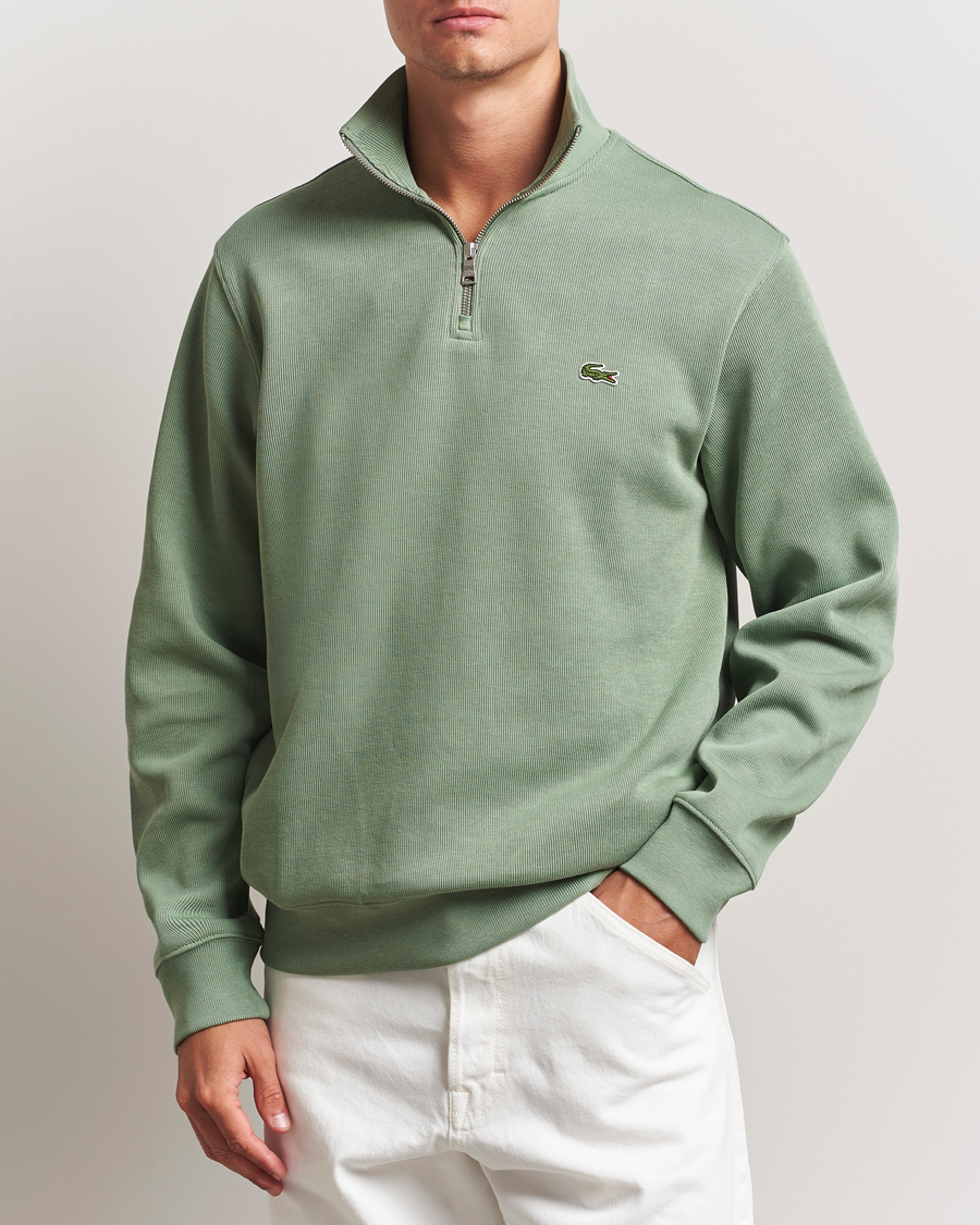 Herr | Tröjor | Lacoste | Rib Interlock Half Zip Thyme Green