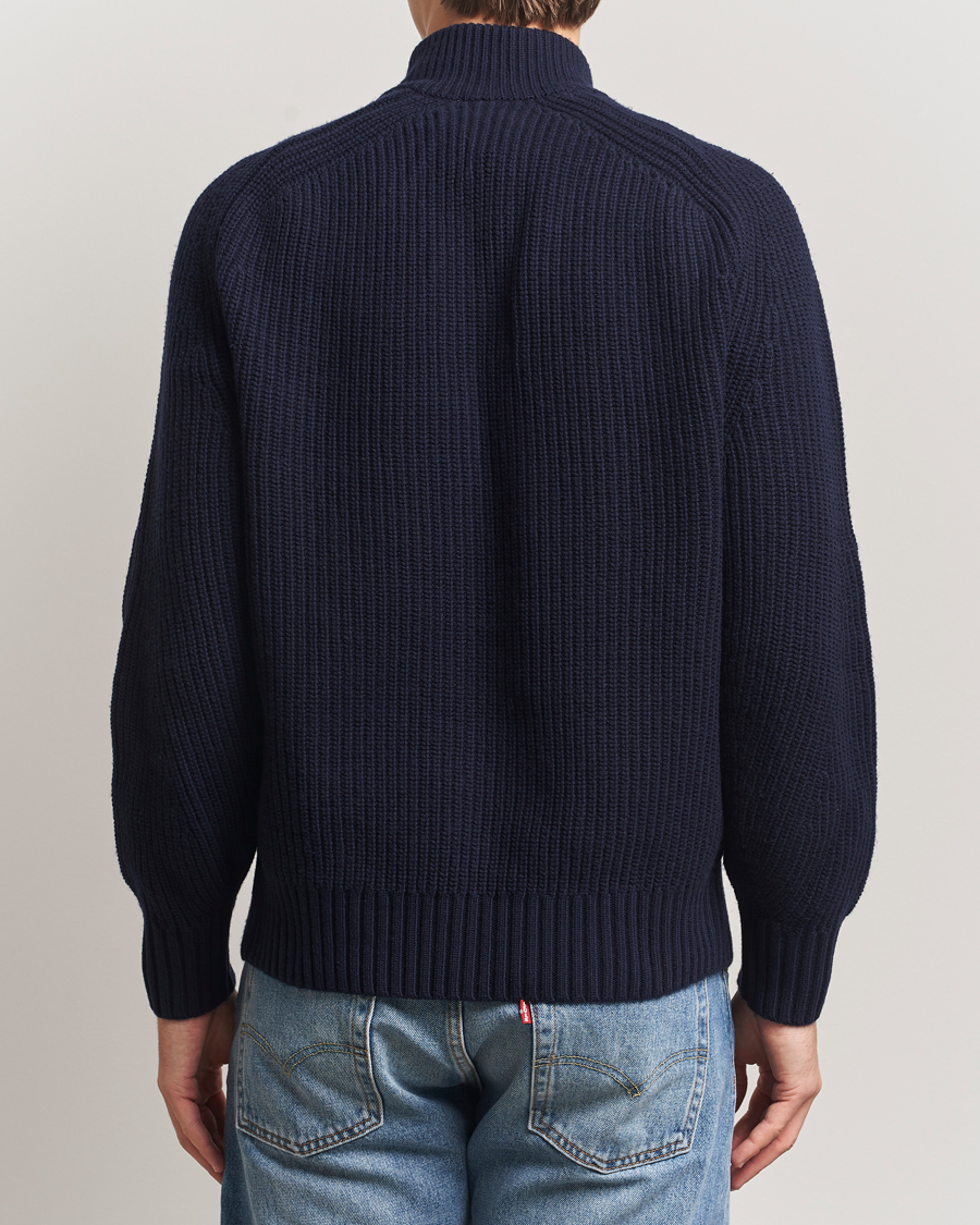 Herr | Tröjor | Lacoste | Heavy Knitted Wool Half Zip Navy