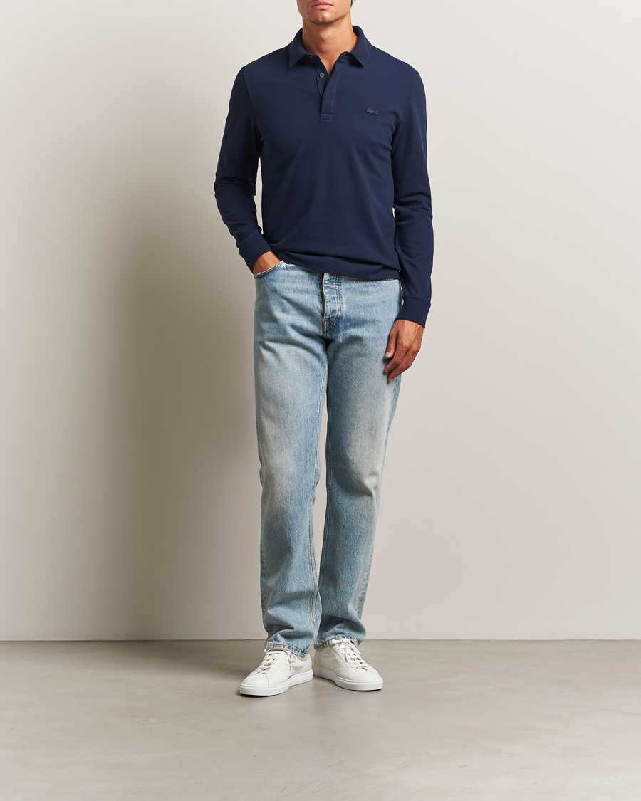 Herr | Pikéer | Lacoste | Paris Long Sleeve Polo Piké Navy Blue