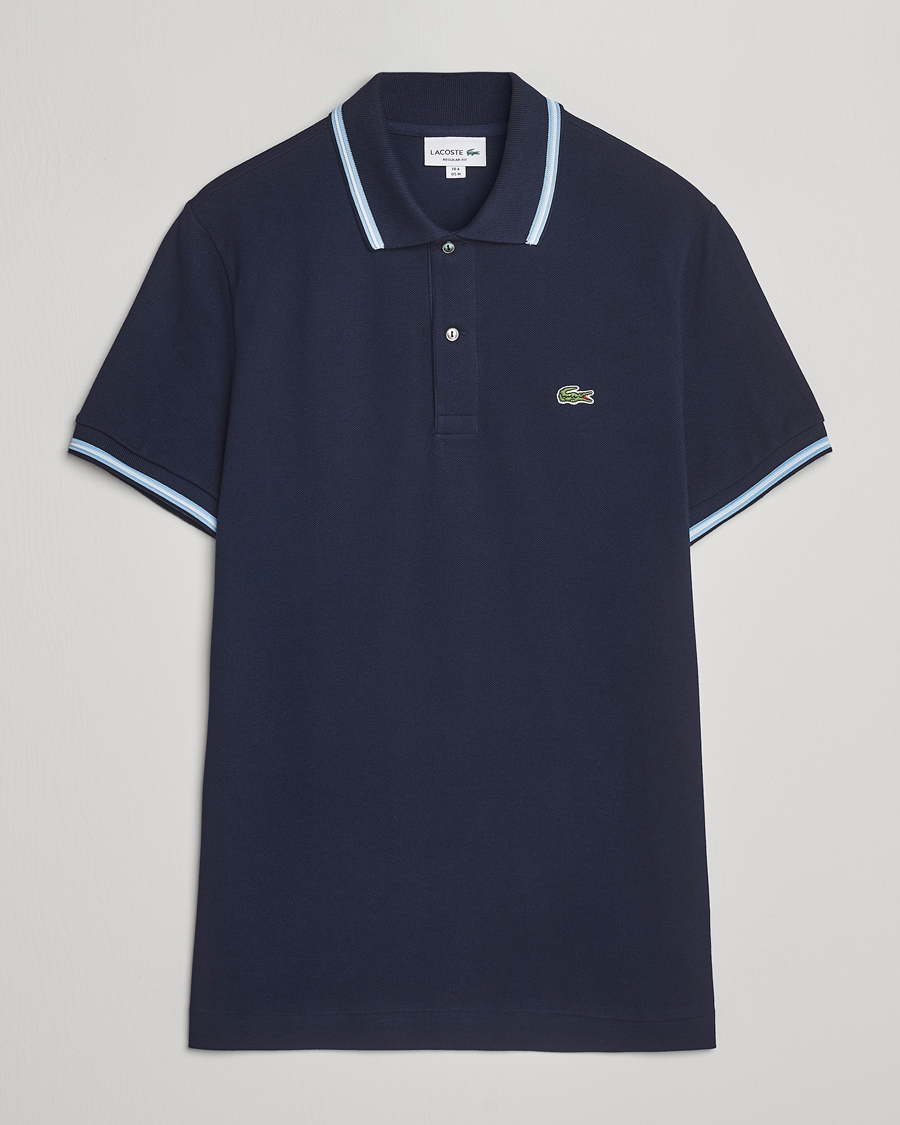 Herr | Pikéer | Lacoste | Original Stripe Collar Polo Piké Navy Blue