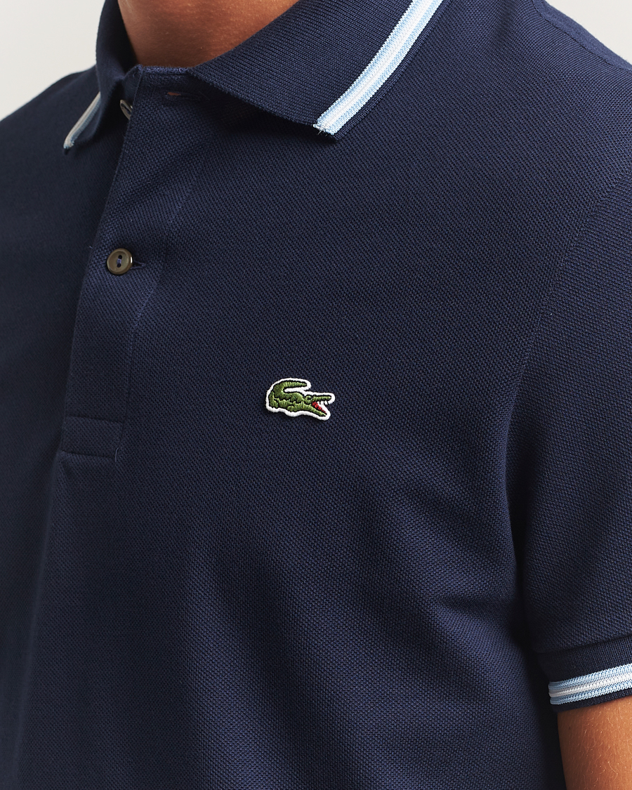 Herr | Pikéer | Lacoste | Original Stripe Collar Polo Piké Navy Blue