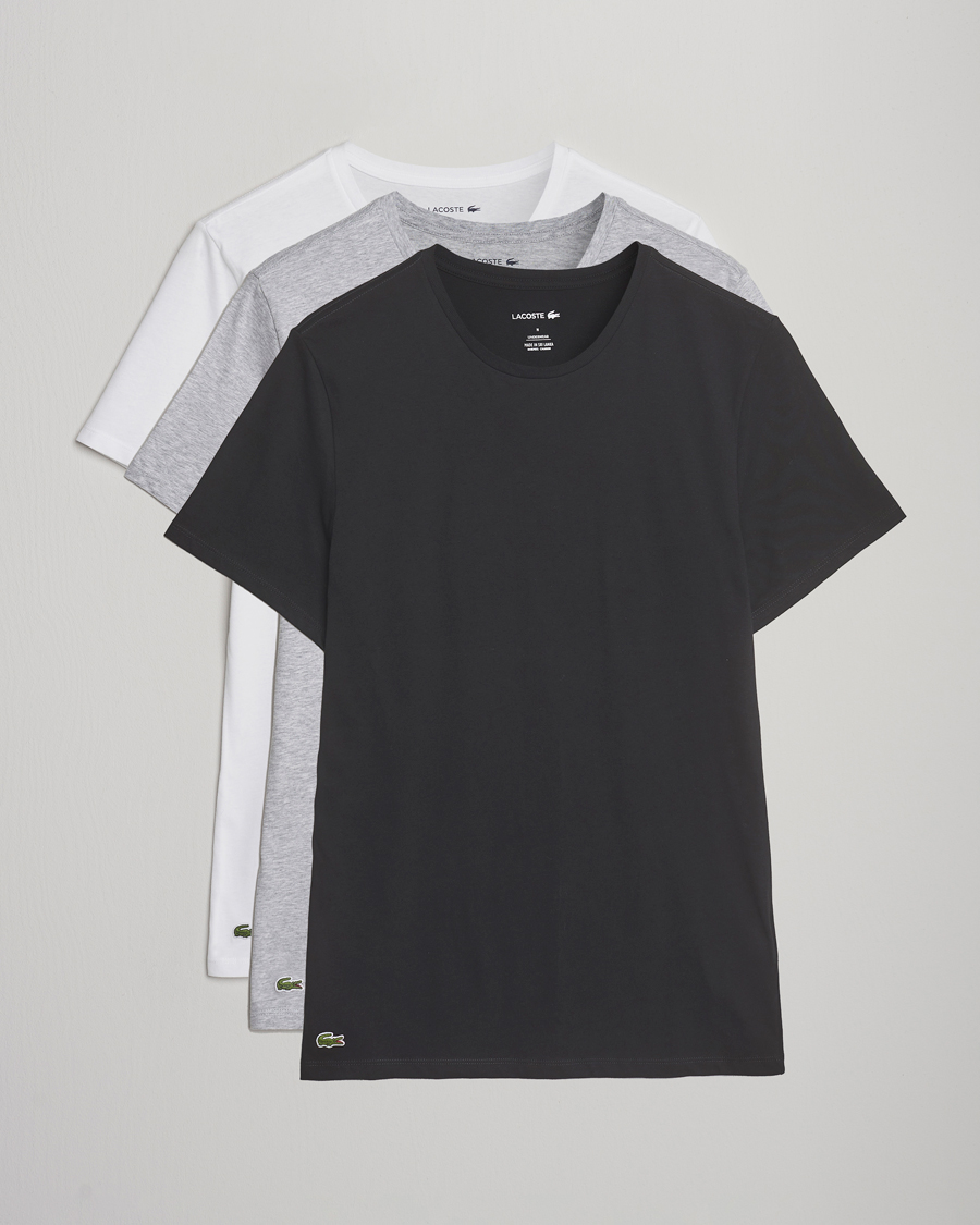 Herr | T-Shirts | Lacoste | 3-Pack Crew Neck T-Shirt White/Grey/Black
