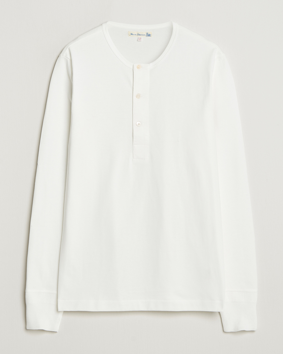 Herr | T-Shirts | Merz b. Schwanen | Classic Fit Sturdy Organic Cotton Henley White