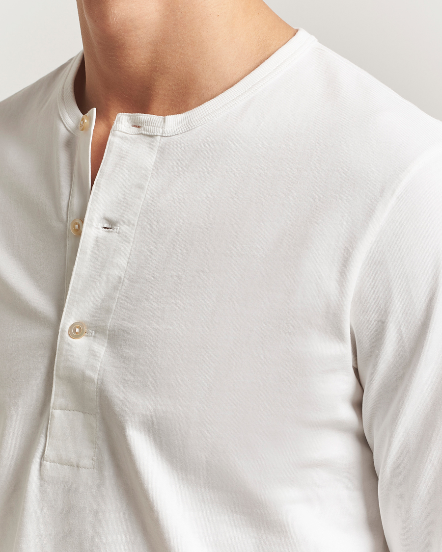 Herr | T-Shirts | Merz b. Schwanen | Classic Fit Sturdy Organic Cotton Henley White