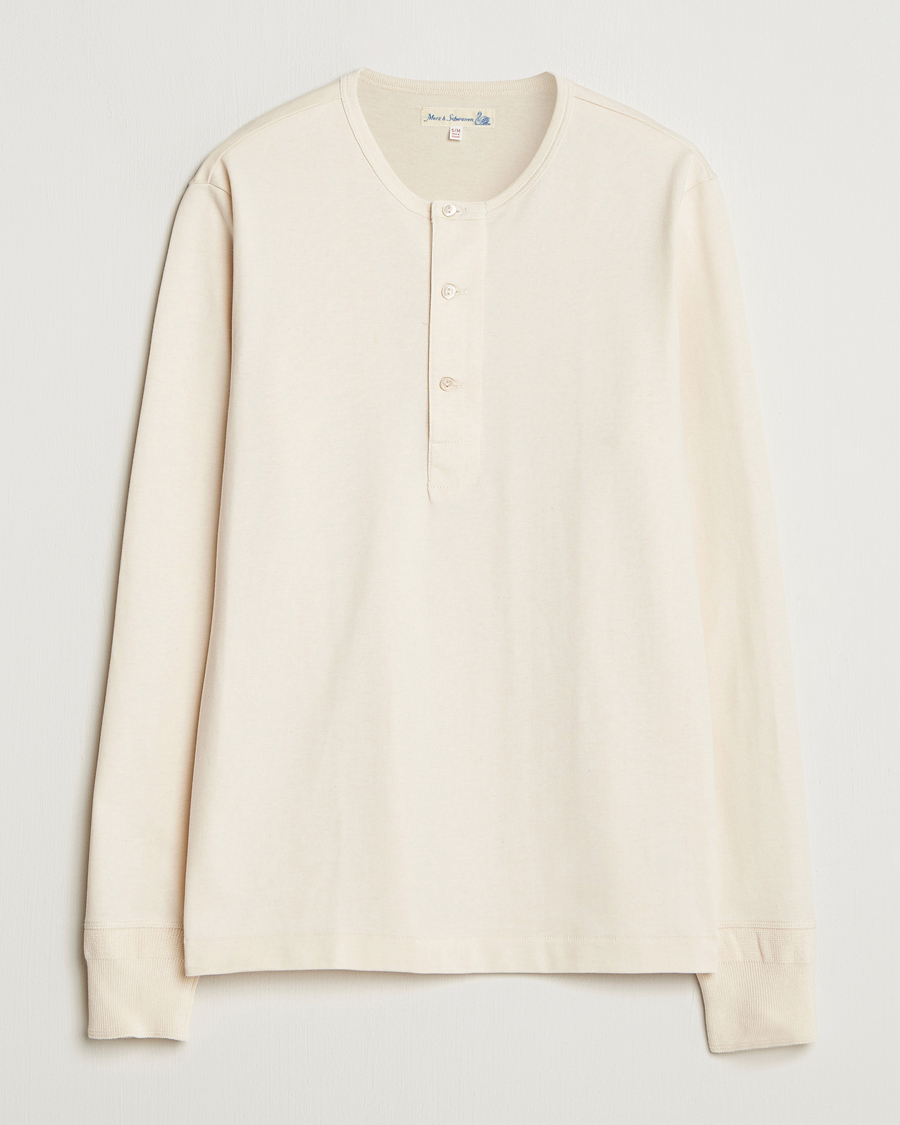 Herr | T-Shirts | Merz b. Schwanen | Classic Fit Sturdy Organic Cotton Henley Nature