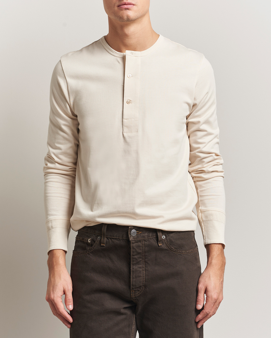 Herr | T-Shirts | Merz b. Schwanen | Classic Fit Sturdy Organic Cotton Henley Nature
