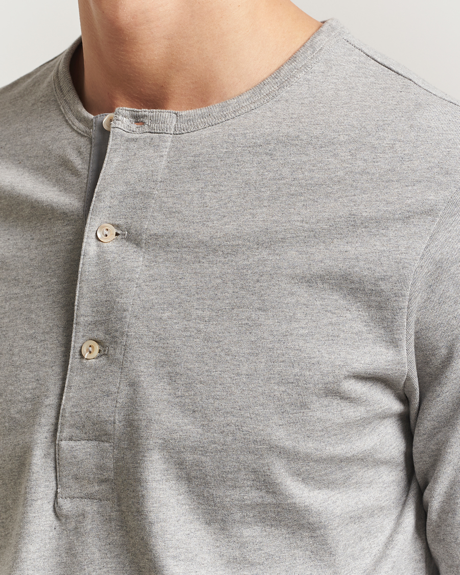 Herr | Tröjor | Merz b. Schwanen | Classic Fit Sturdy Organic Cotton Henley Grey Melange