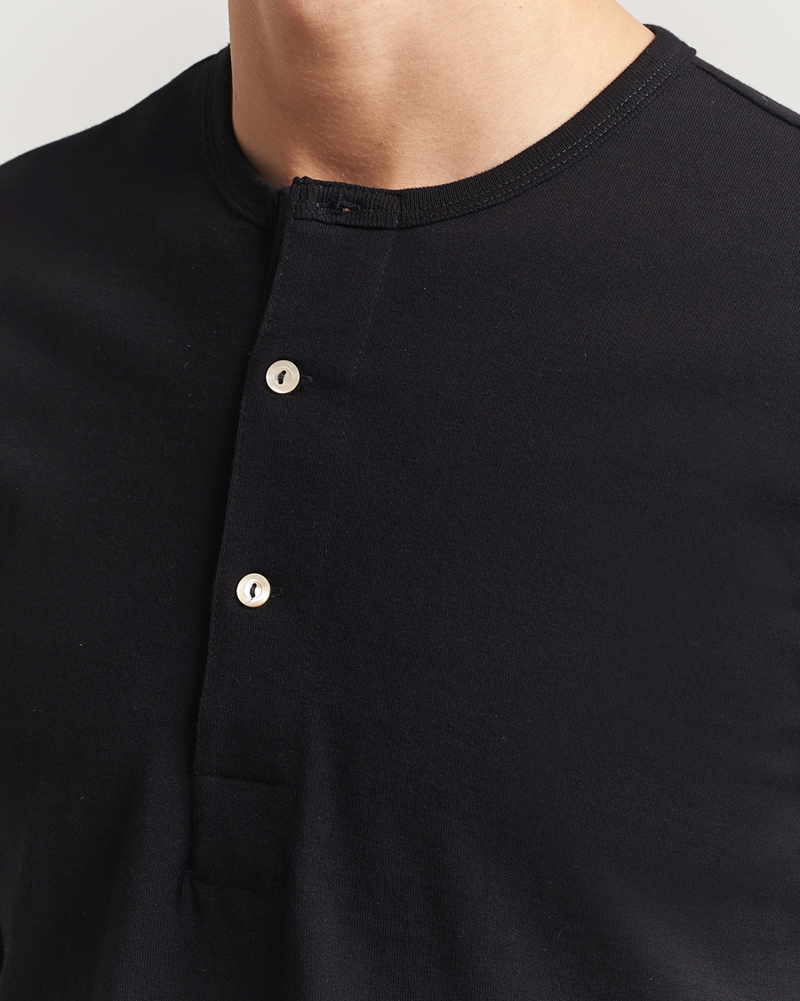Herr | Tröjor | Merz b. Schwanen | Classic Fit Sturdy Organic Cotton Henley Black