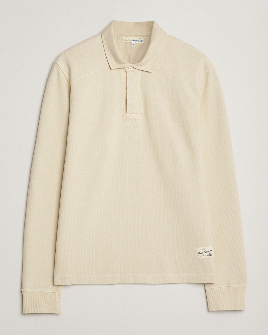 Herr | Tröjor | Merz b. Schwanen | Relaxed Fit Vintage Cotton Rugby Shirt Nature