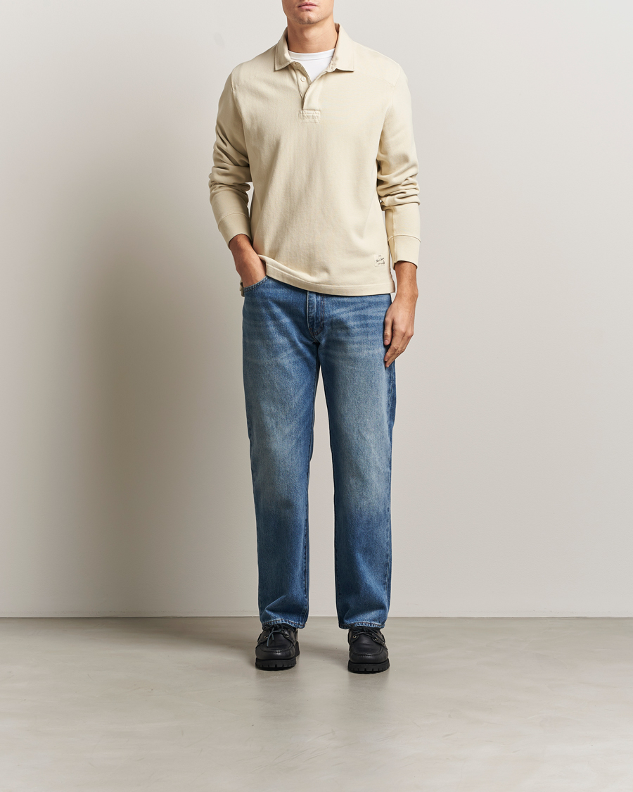 Herr | Tröjor | Merz b. Schwanen | Relaxed Fit Vintage Cotton Rugby Shirt Nature