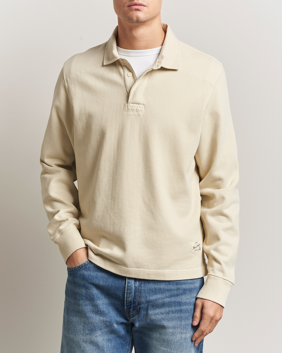 Herr | Tröjor | Merz b. Schwanen | Relaxed Fit Vintage Cotton Rugby Shirt Nature