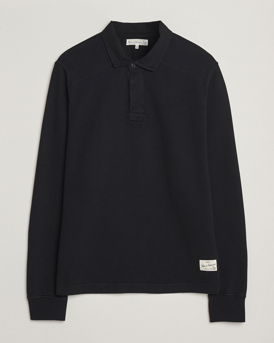 Herr | Tröjor | Merz b. Schwanen | Relaxed Fit Vintage Cotton Rugby Shirt Black