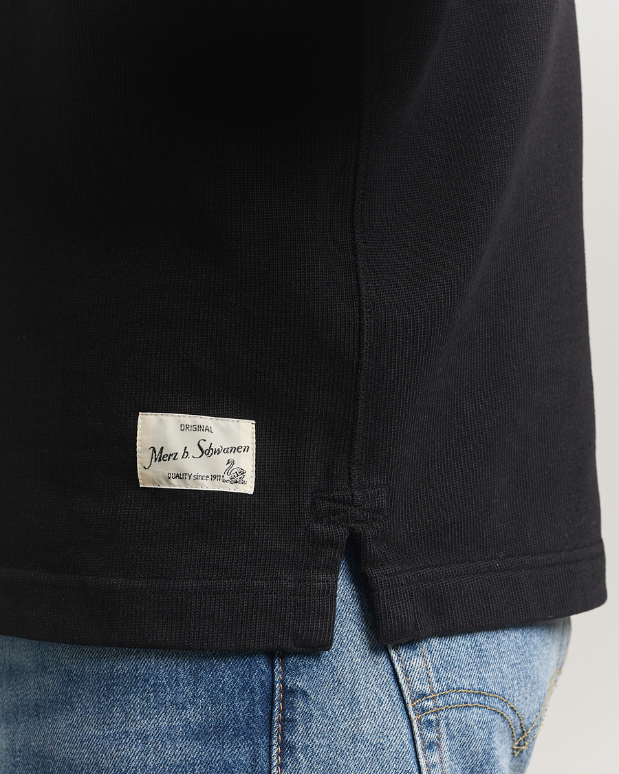 Herr | Tröjor | Merz b. Schwanen | Relaxed Fit Vintage Cotton Rugby Shirt Black