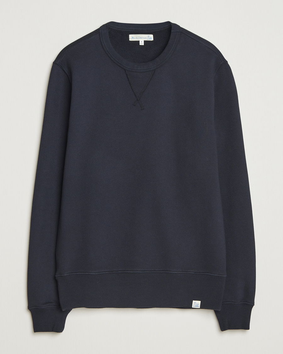 Herr | Tröjor | Merz b. Schwanen | Relaxed Fit Vintage Cotton Sweatshirt Dark Navy