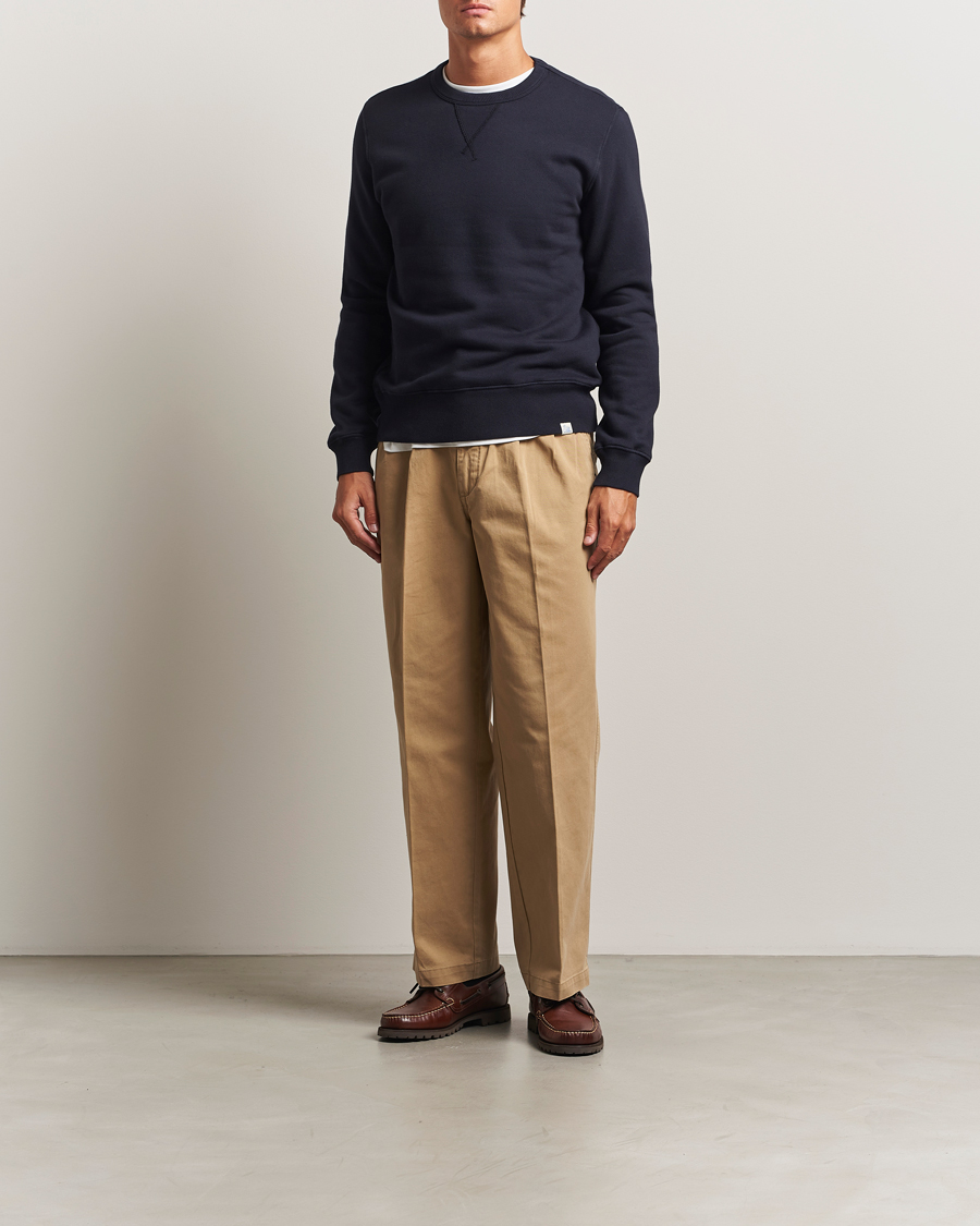 Herr | Tröjor | Merz b. Schwanen | Relaxed Fit Vintage Cotton Sweatshirt Dark Navy
