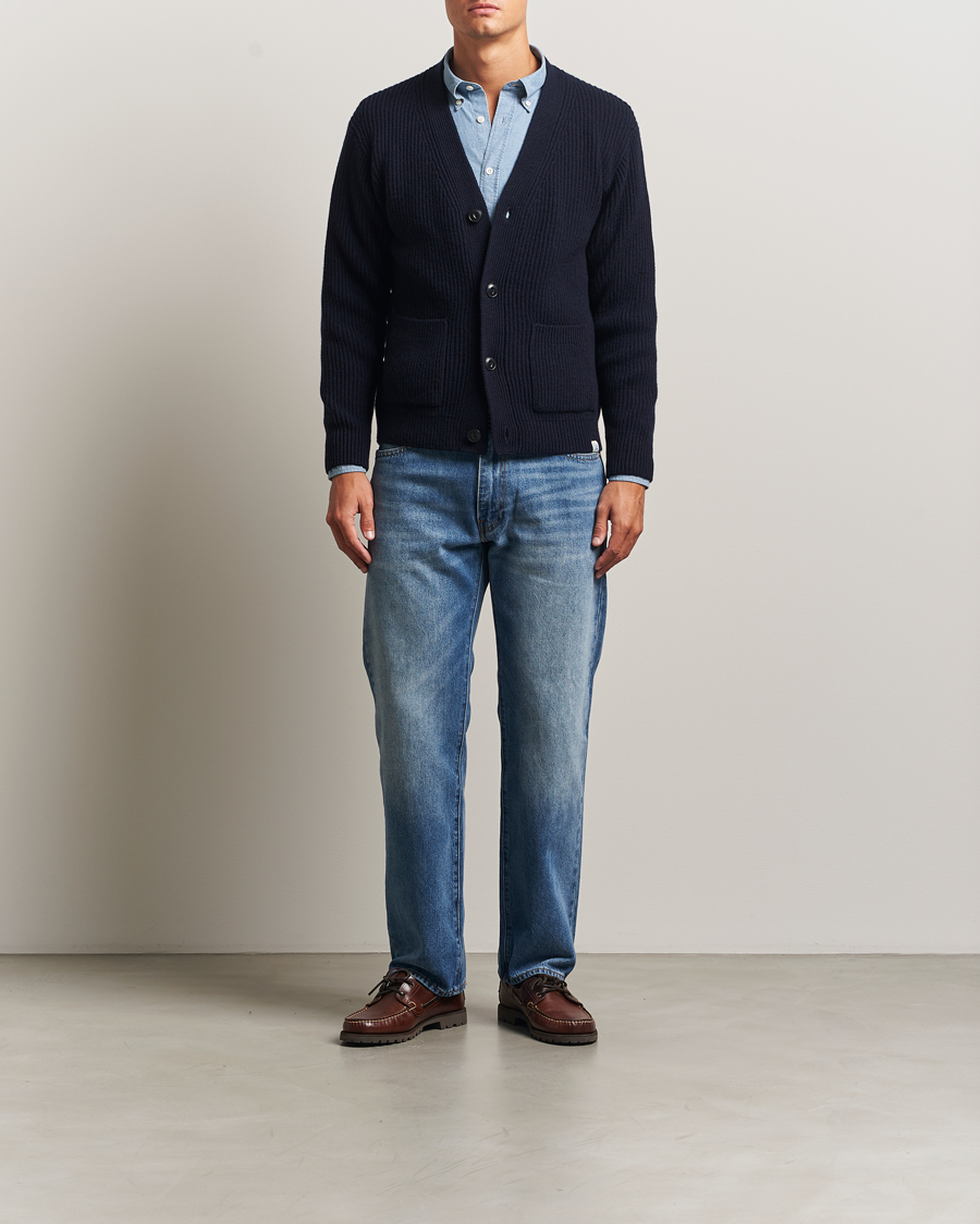 Herr | Tröjor | Merz b. Schwanen | Merino/Cashmere Knitted Cardigan Dark Navy