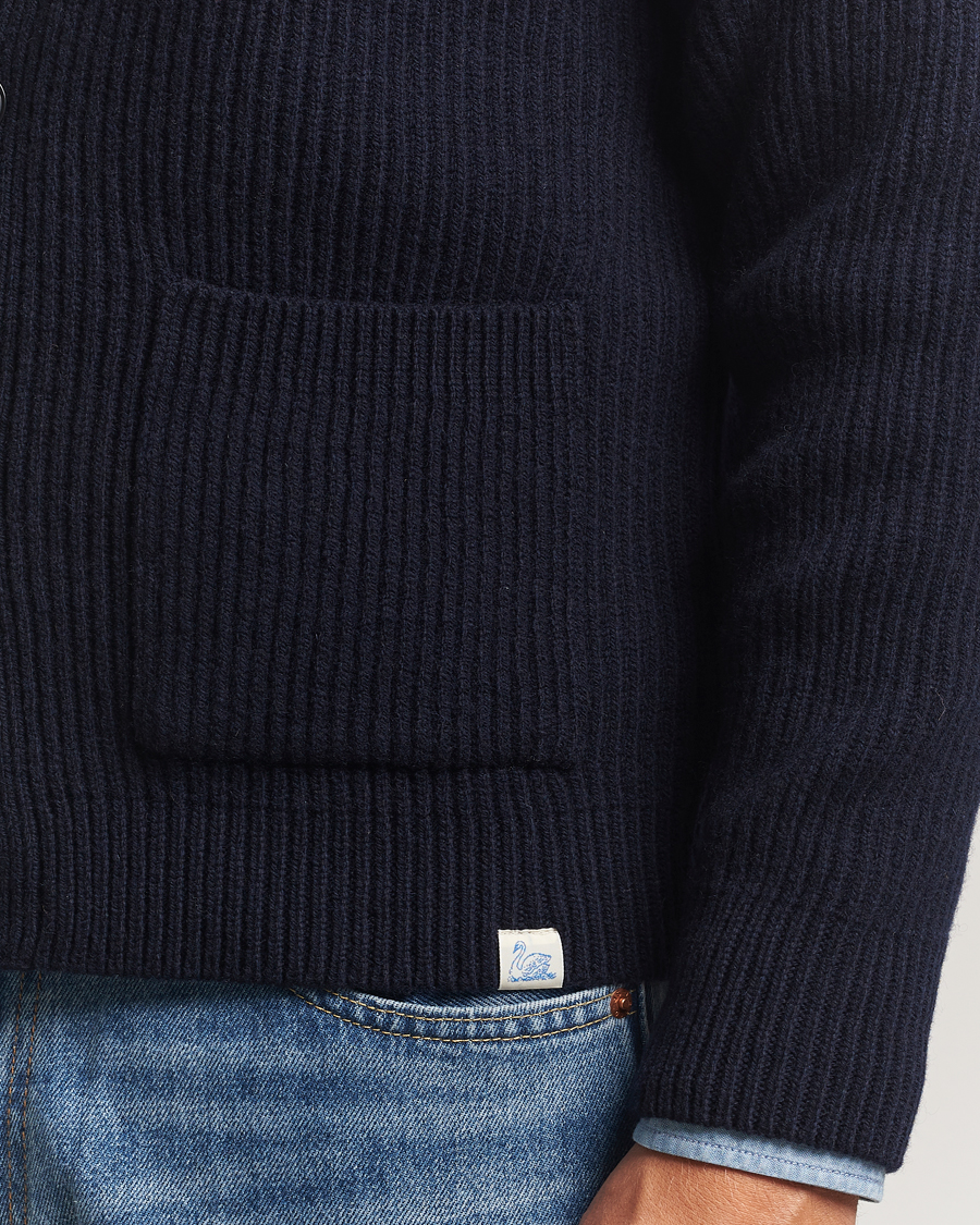 Herr | Tröjor | Merz b. Schwanen | Merino/Cashmere Knitted Cardigan Dark Navy