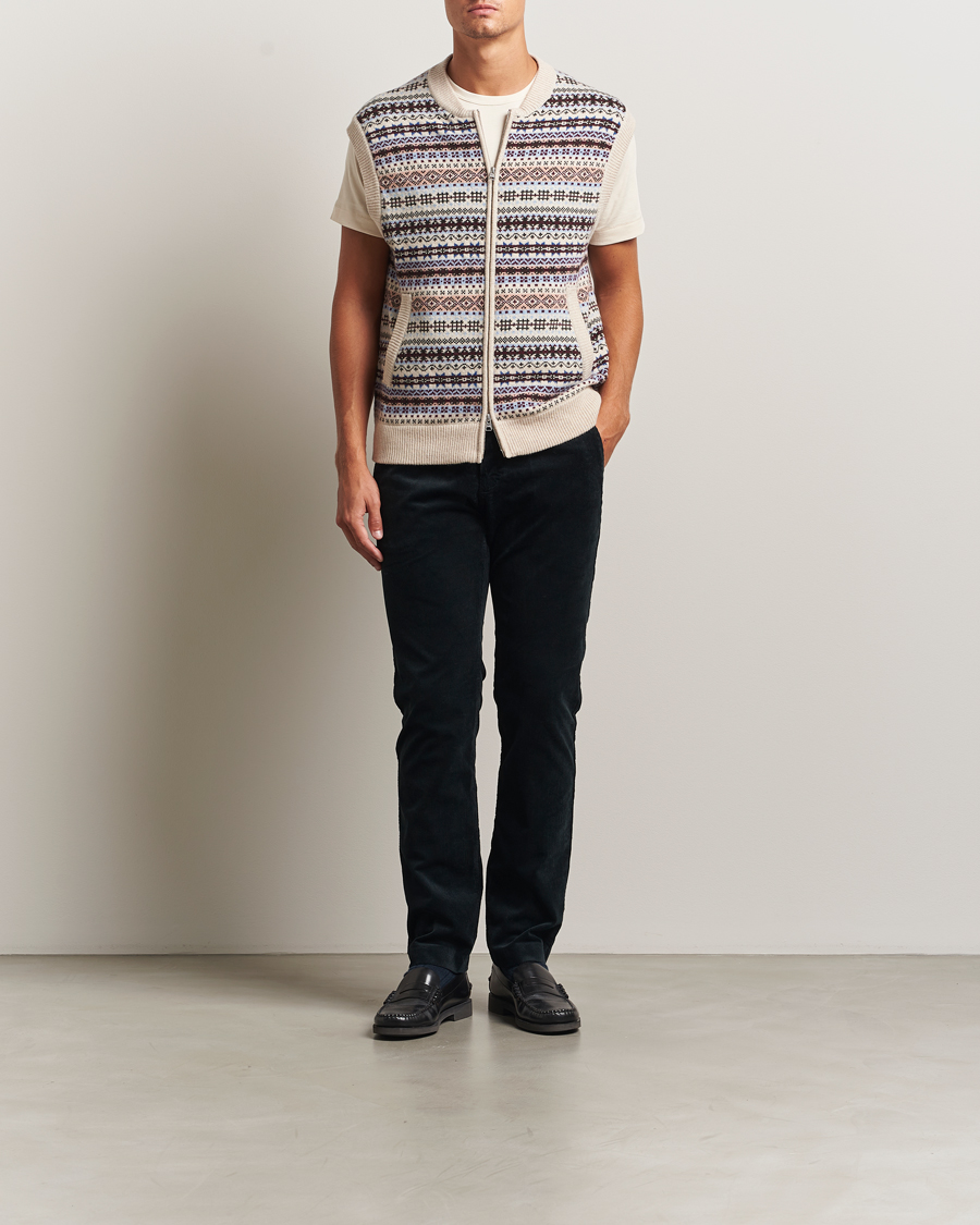 Herr | Byxor | NN07 | Theo Regular Fit Corduroy Chinos Navy Blue