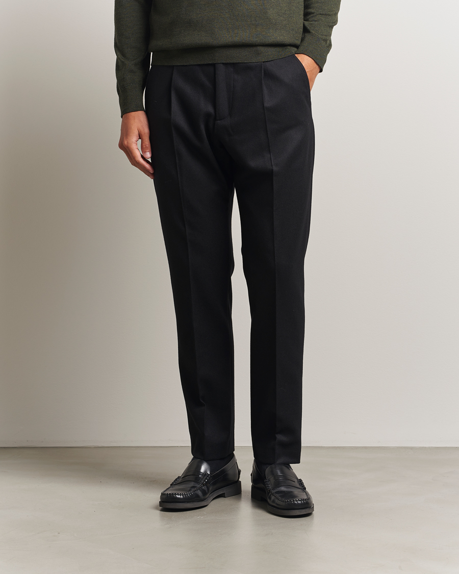 Herr | Byxor | NN07 | Bill Wool Pleated Trousers Black