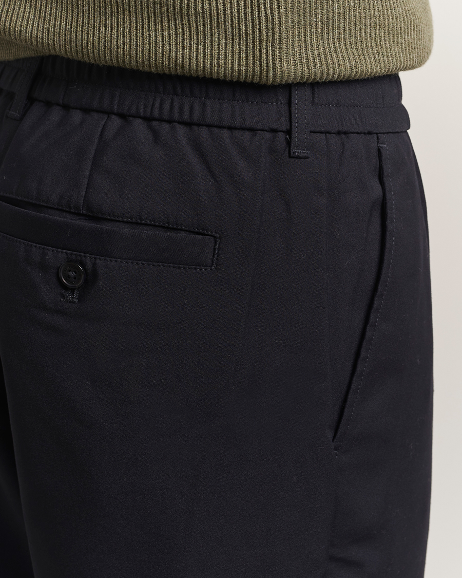 Herr | Byxor | NN07 | Billie Drawstring Trousers Navy Blue