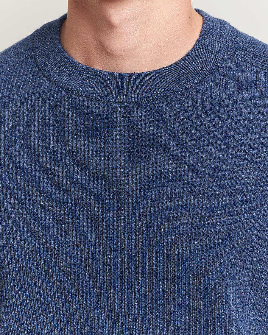 Herr | Tröjor | NN07 | Kevin Cotton Knitted Sweater Denim Blue