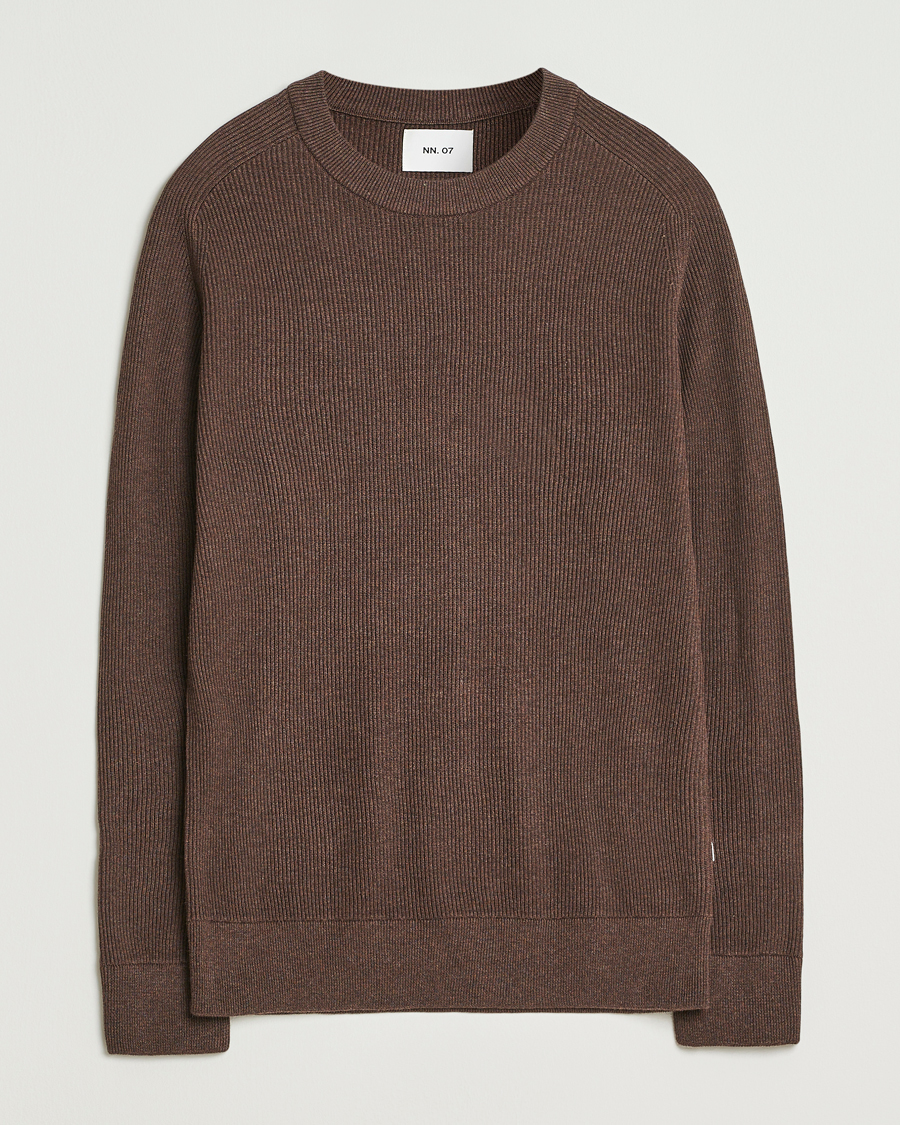 Herr | Tröjor | NN07 | Kevin Cotton Knitted Sweater Demitasse Brown