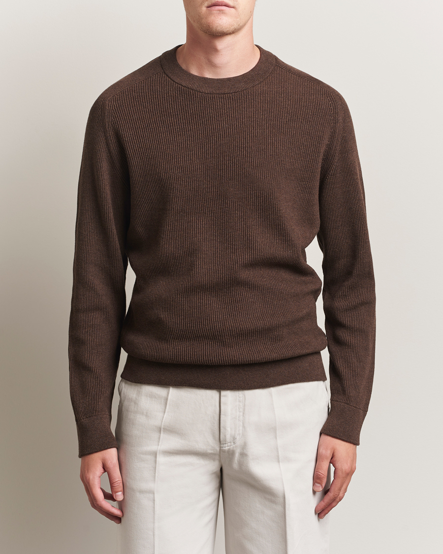 Herr | Tröjor | NN07 | Kevin Cotton Knitted Sweater Demitasse Brown