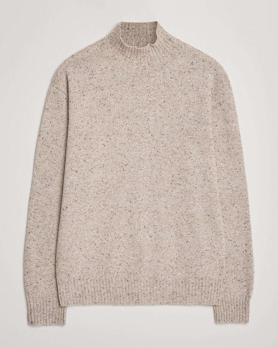Herr | Tröjor | NN07 | Aksel Wool Donegal Knitted Mock Neck Ivory