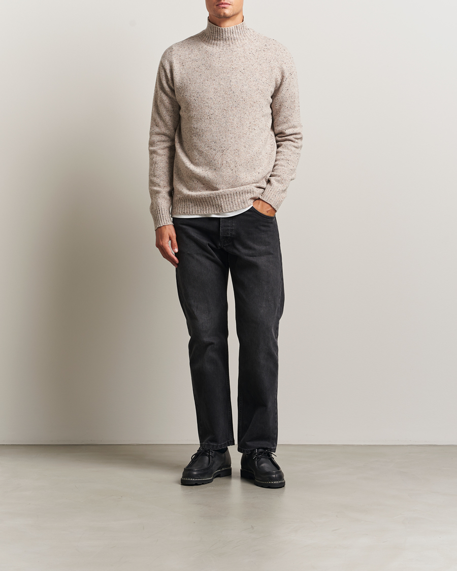 Herr | Tröjor | NN07 | Aksel Wool Donegal Knitted Mock Neck Ivory